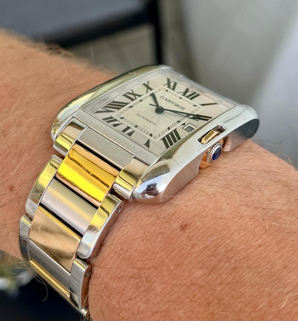 Cartier Tank Anglaise XL 3507 steel gold